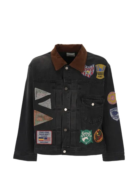 FOUND patch-detail corduroy-collar jacket