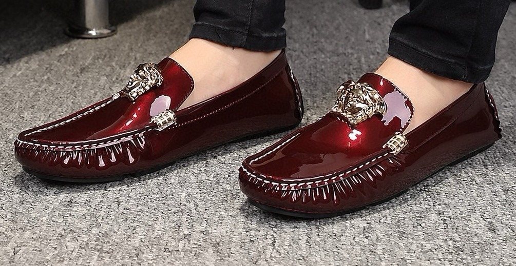 Versace Burgundy Ornament Loafers